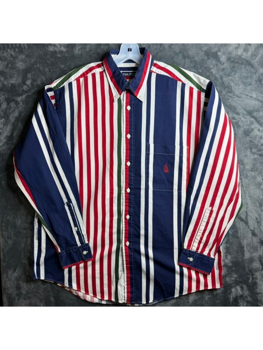 Vintage Nautica 90's Y2K Men's Long Sleeve Button Down Multi Color Sz Large